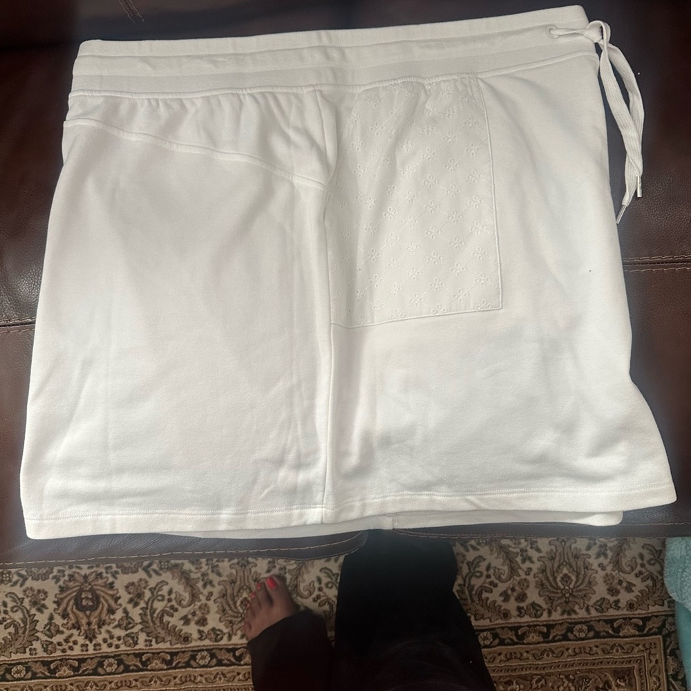 White Casual Skirt with Drawstring